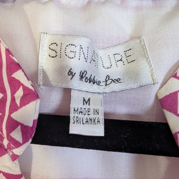 Signature by Robbie Bee Pink Boho Tiered Dress Size M Summer Resortwear Cotton - Picture 4 of 7
